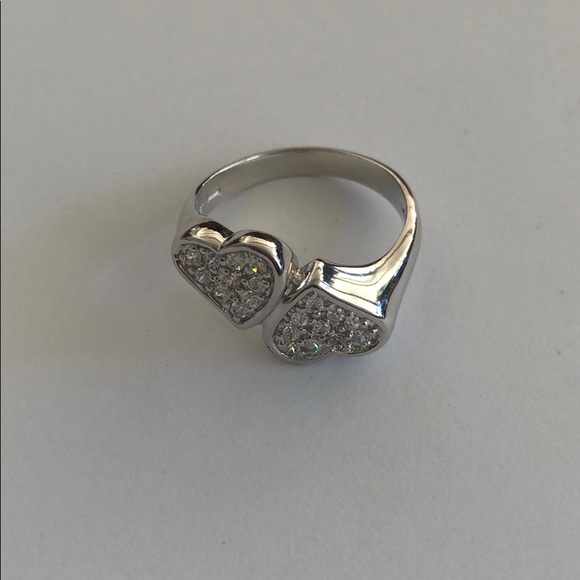 ADI Sterling Silver CZ 925 Size 8 Hearts Ring - Picture 5 of 8